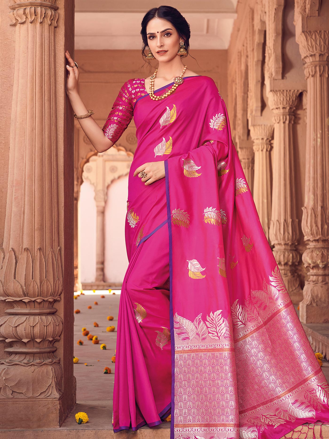 Magenta Banarasi Silk Jacquard Saree