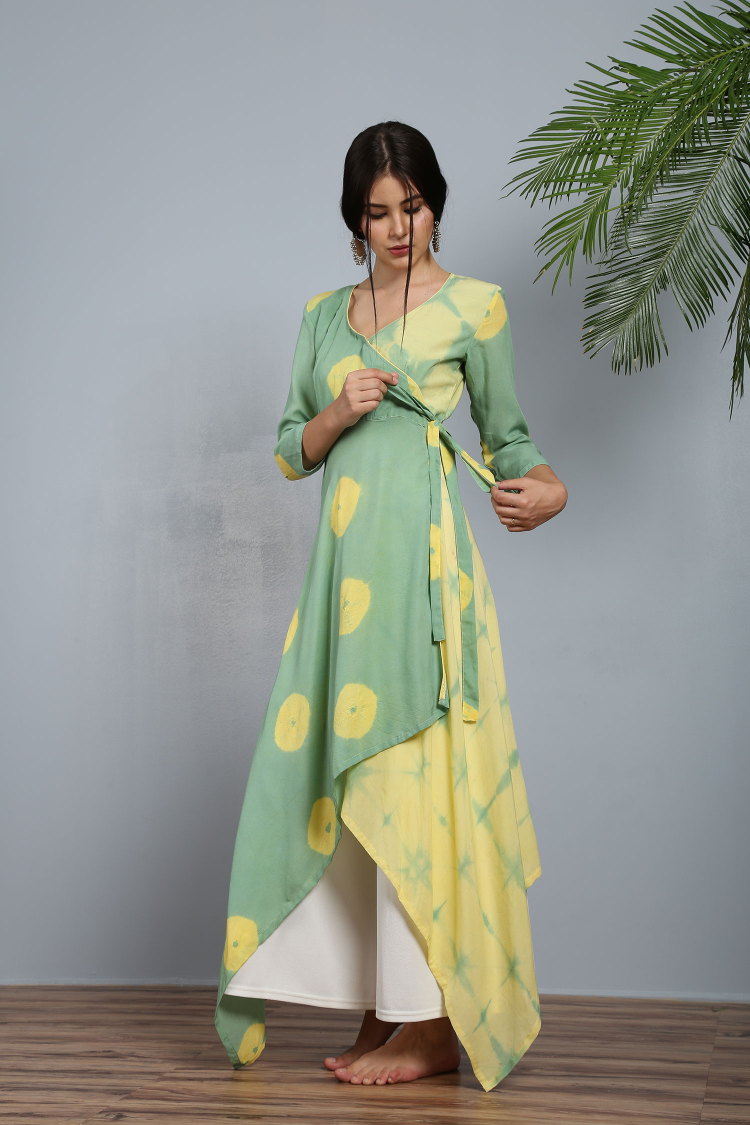 Green Peshwa pastel angrakha