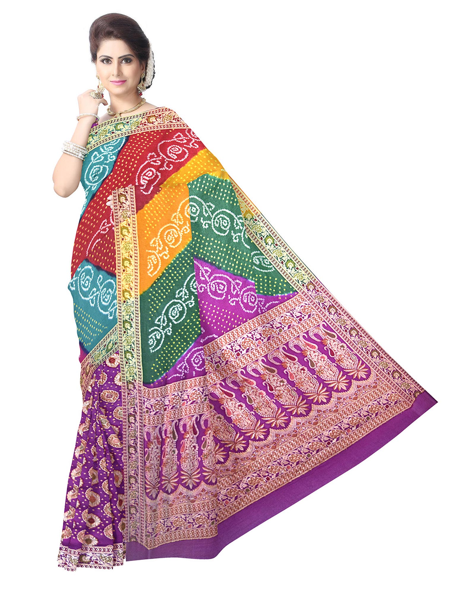 All Over Multi Color Banarasi Georgette Saree