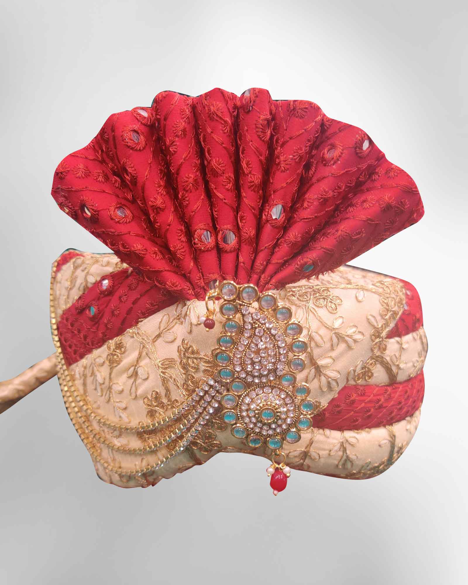 Golden Maroon Embroidery Safa 97539