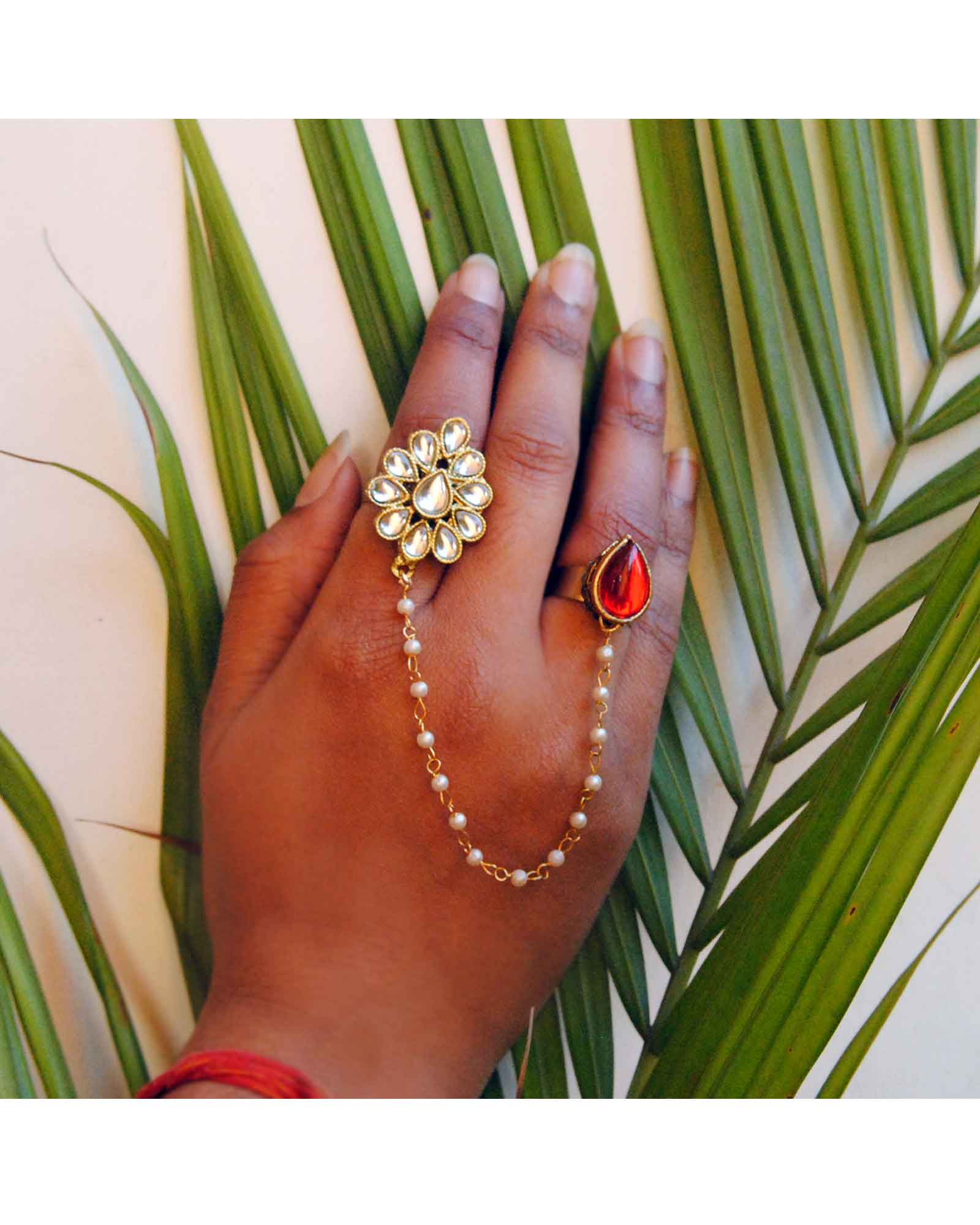 The Dynamic Duo Red Pear Ring