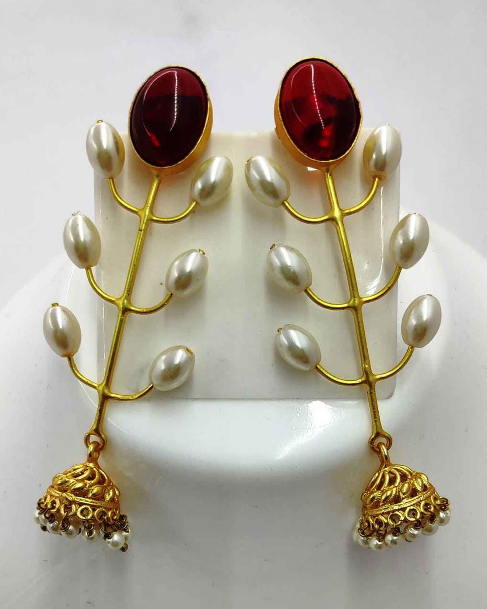 Red Pearl Earrings