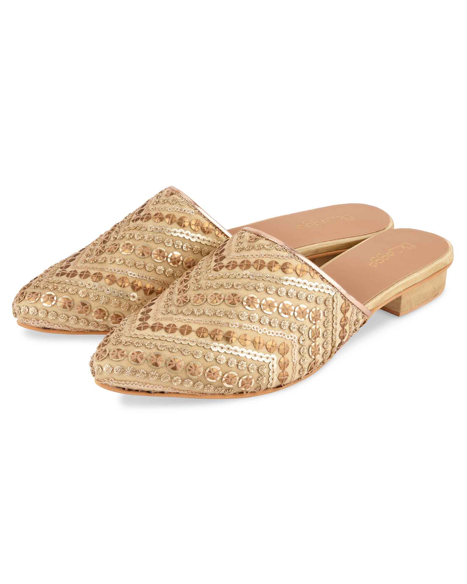 Golden Sequins mules 