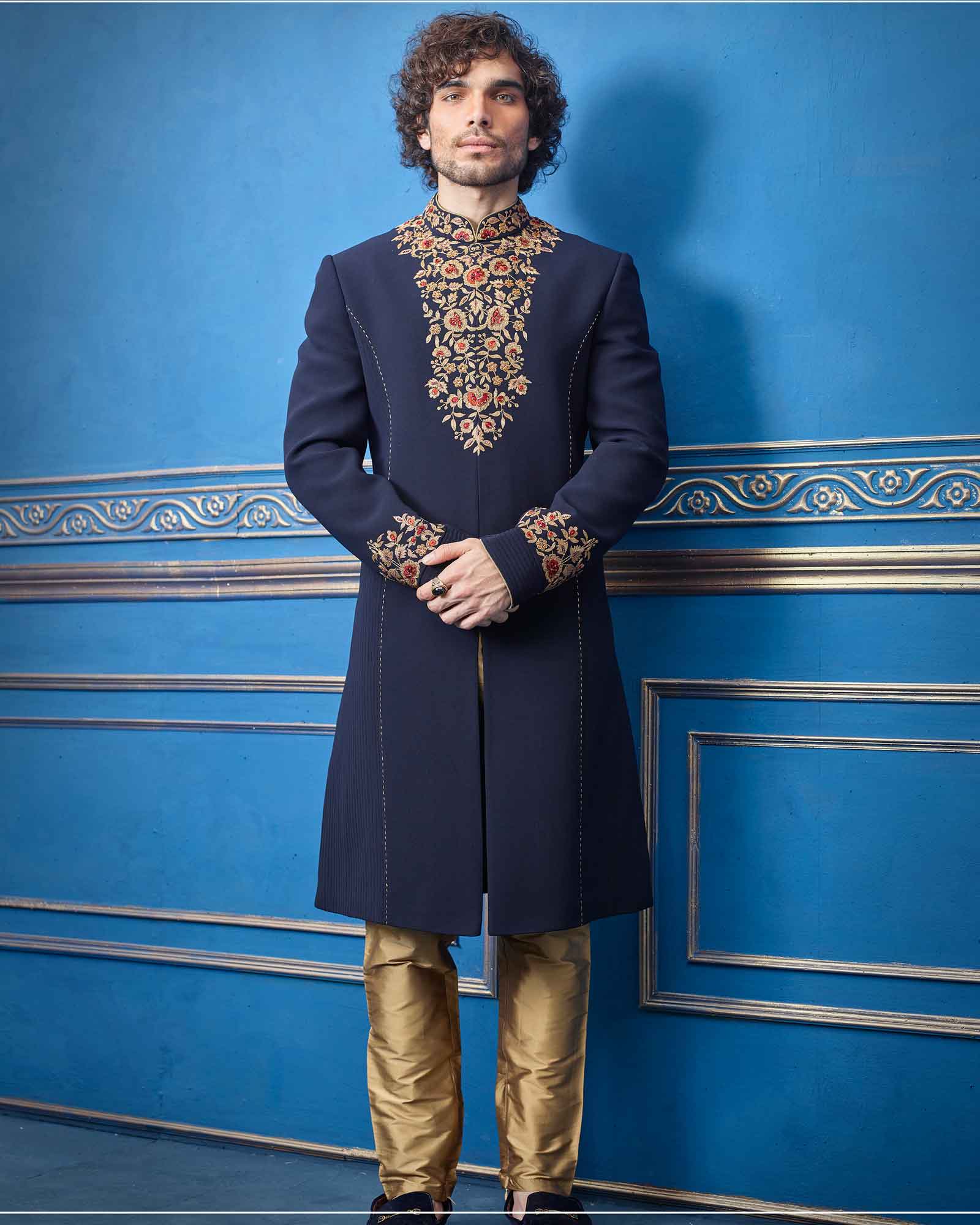 Navy Designer Italian Indo Western For Party Wear - RCI3996