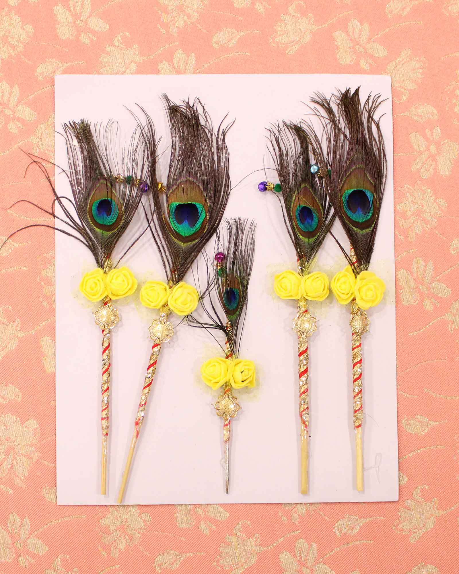 Multi Colour Peacock Feather Pithi Stick