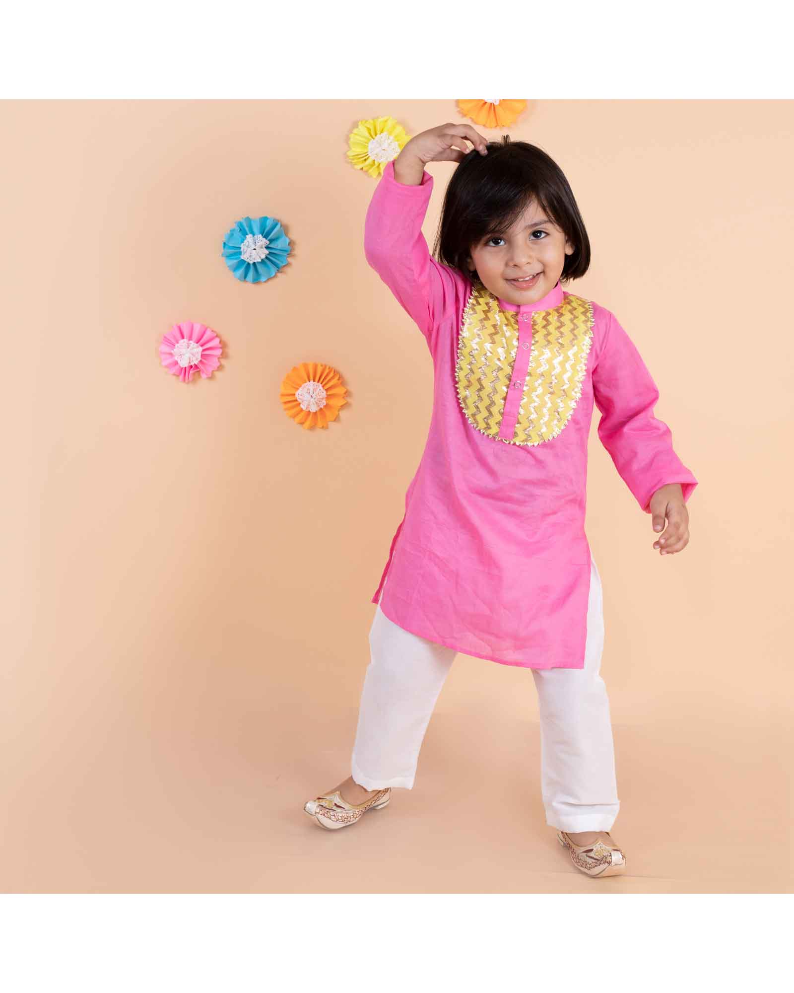Baby Pink Kurta With White Pajama