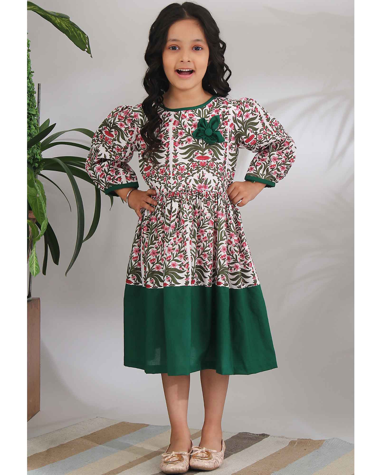 White Mughal Phool Dress