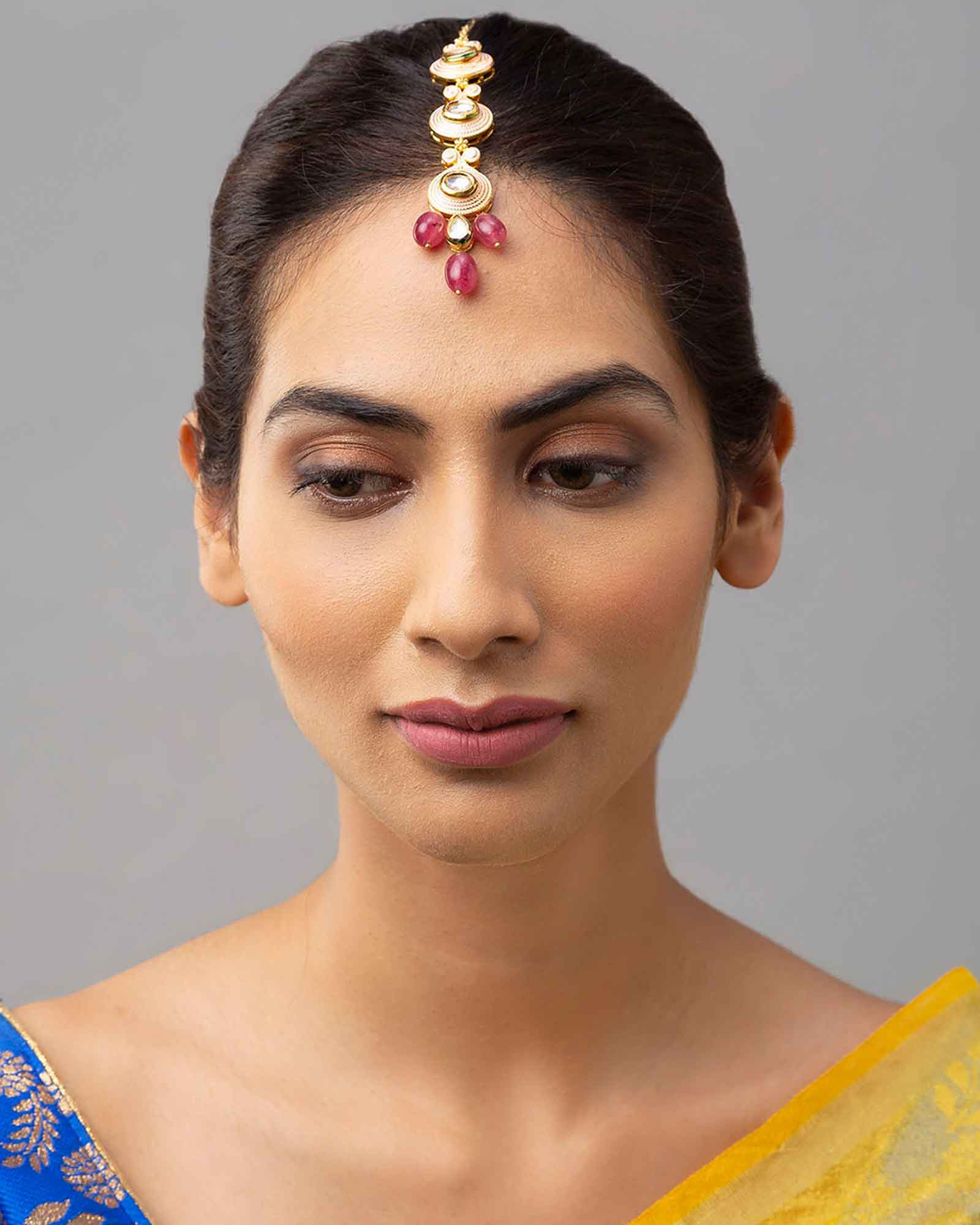 Elegant Meenakari Gold Maang Tikka