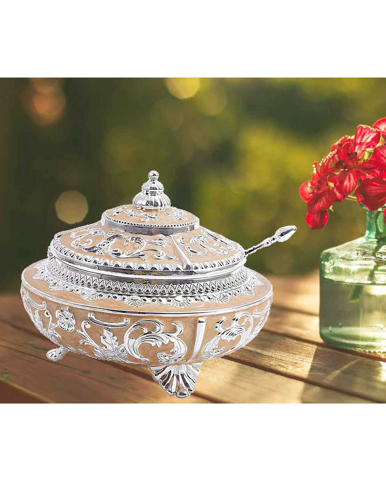 Rose Enamel Sugar Pot 14 X 14 X 11 CM