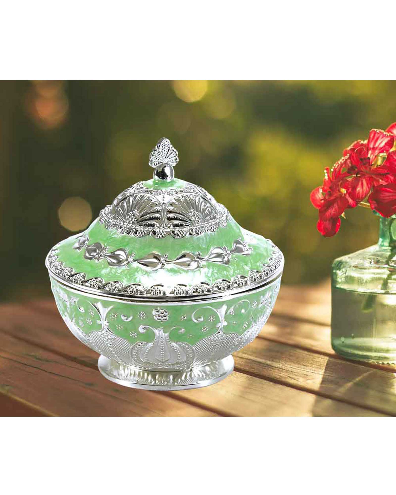 Green Enamel Sugar Pot