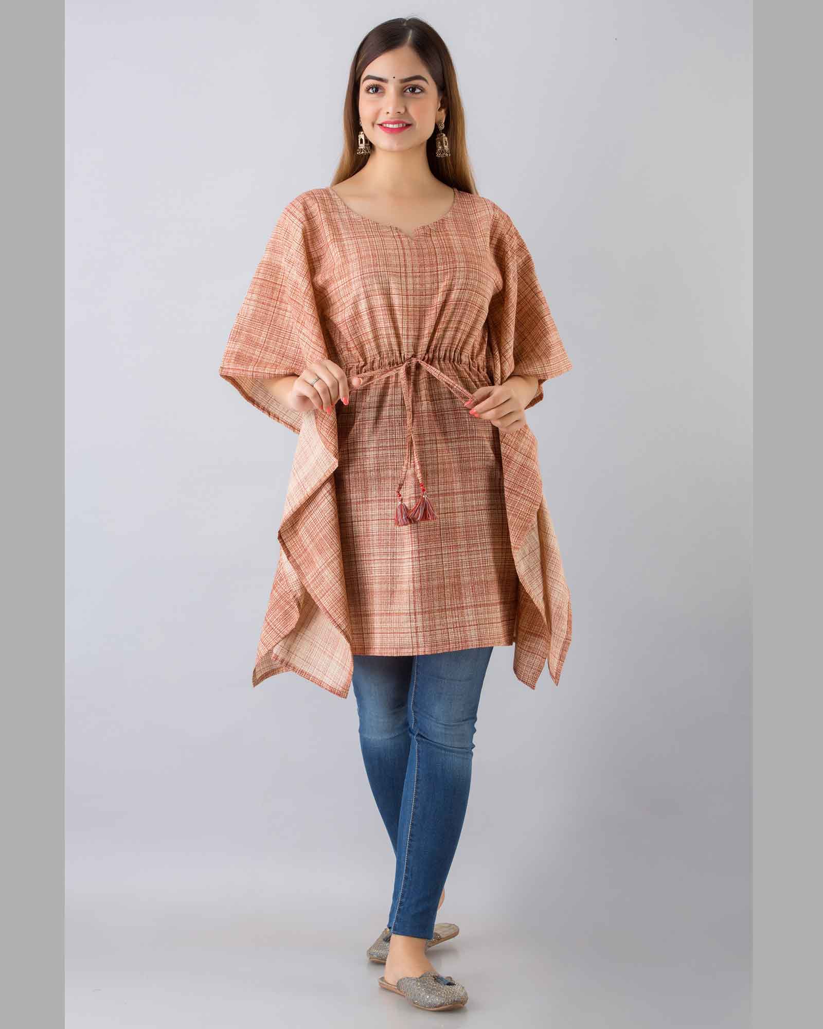 Beige Color Cotton Kaftan Top