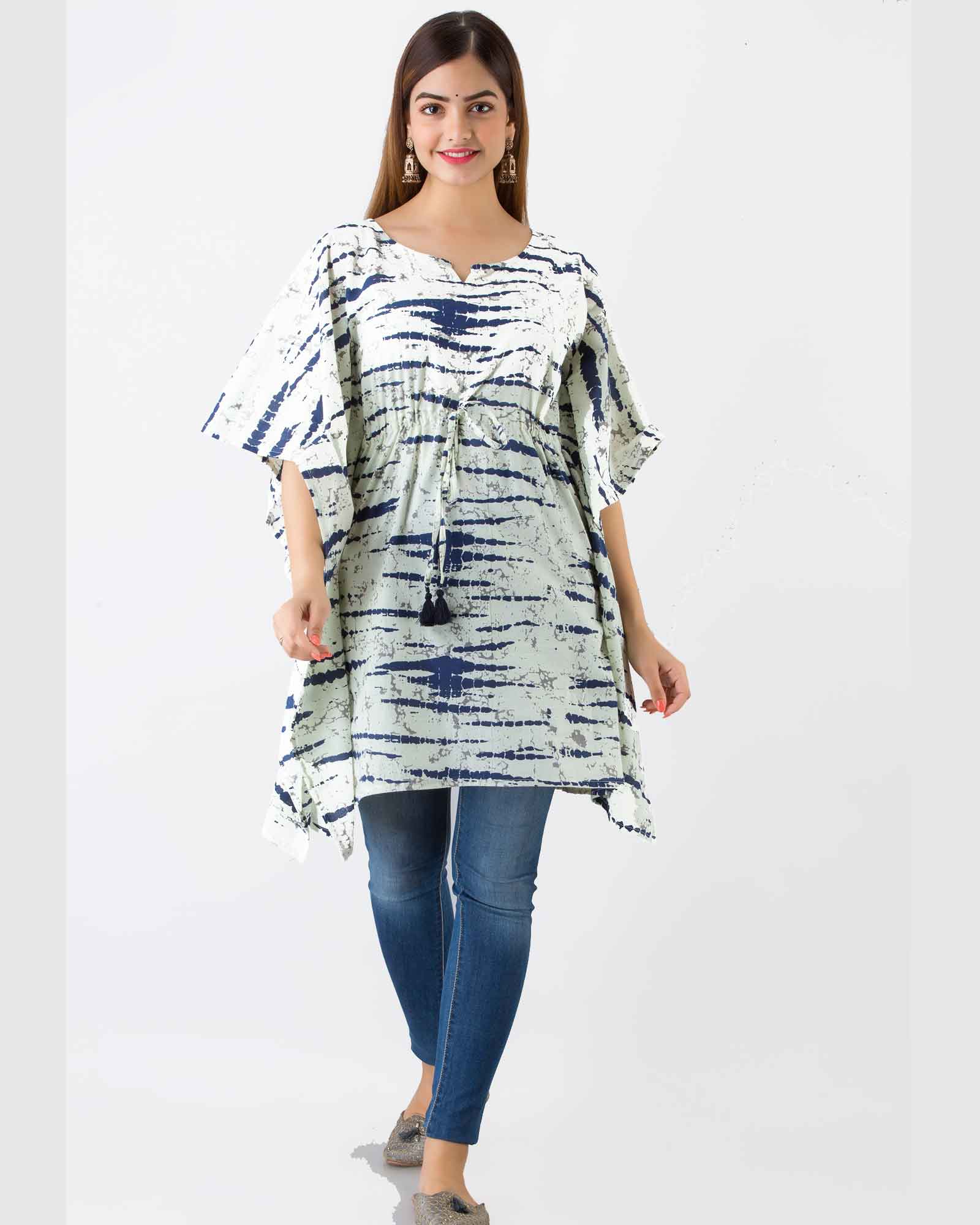 OffWhite Printed Cotton Kaftan Top