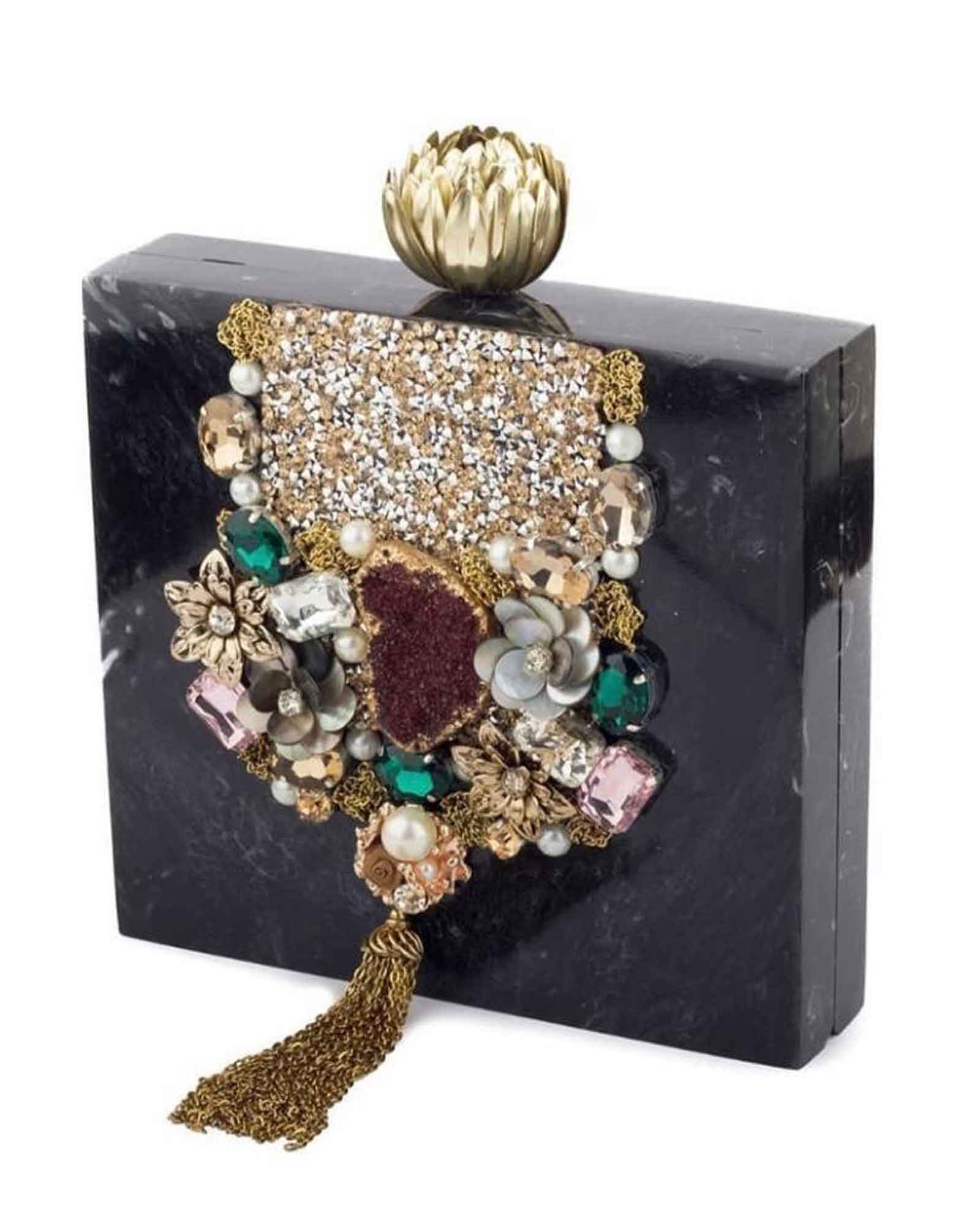 Black Square Wedding Wear Clutch