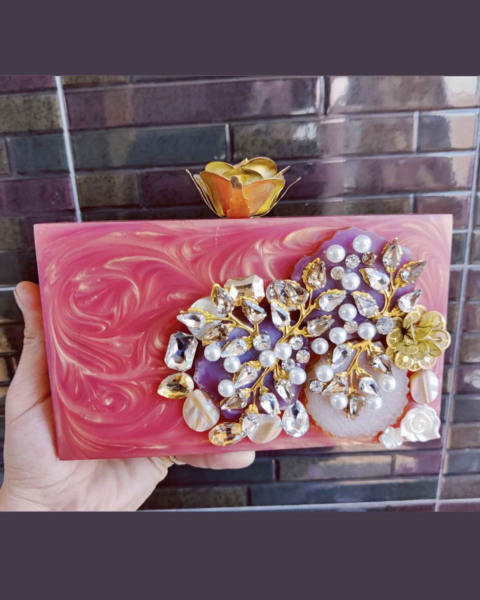 Rosegold Color Designer Party Wear Clutch