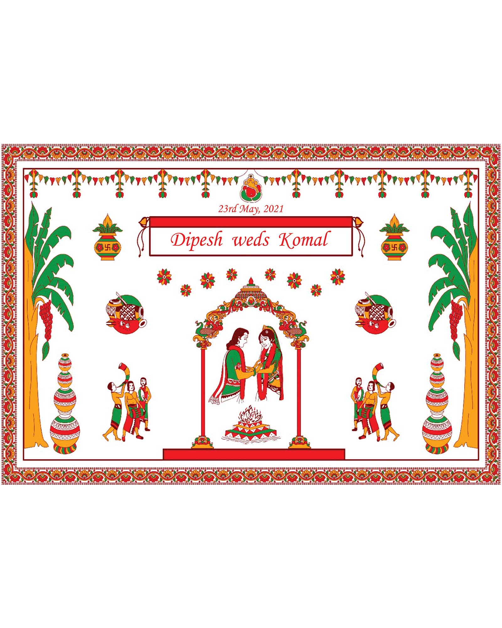 Couple Name Printed Mandap Customized Antarpat