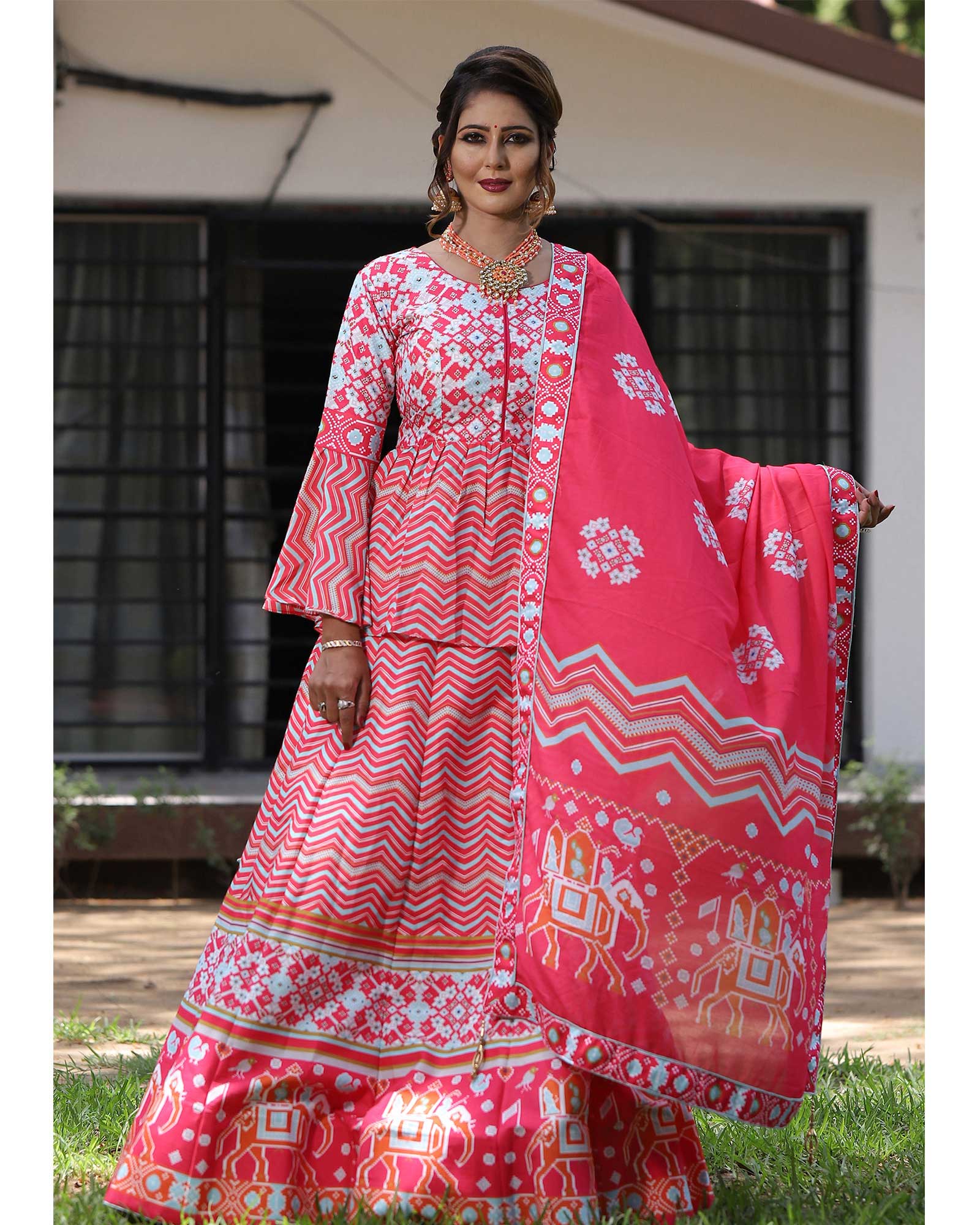 Gorgeous Red Patola Silk Lehenga Choli