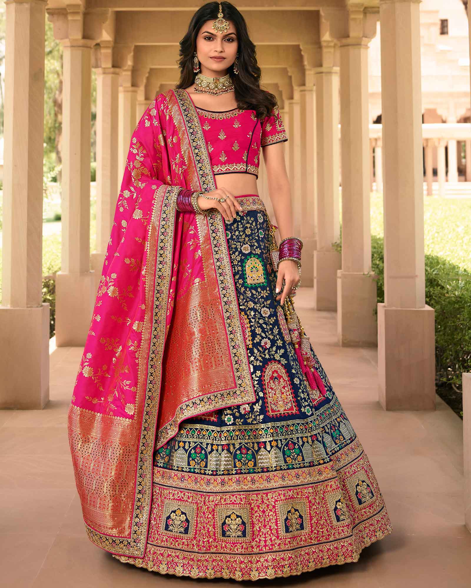 Black Banarasi Silk Zari Bollywood Lehenga Choli