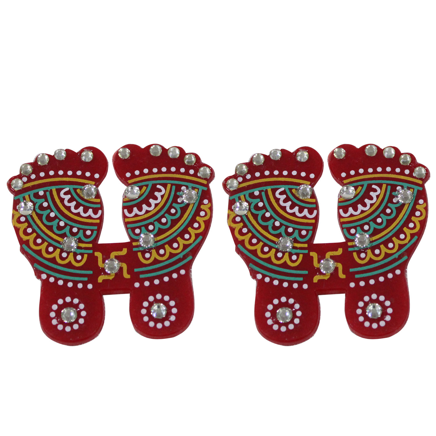 Acrelic Red & Green Printed Dimond Work Labh Shubh