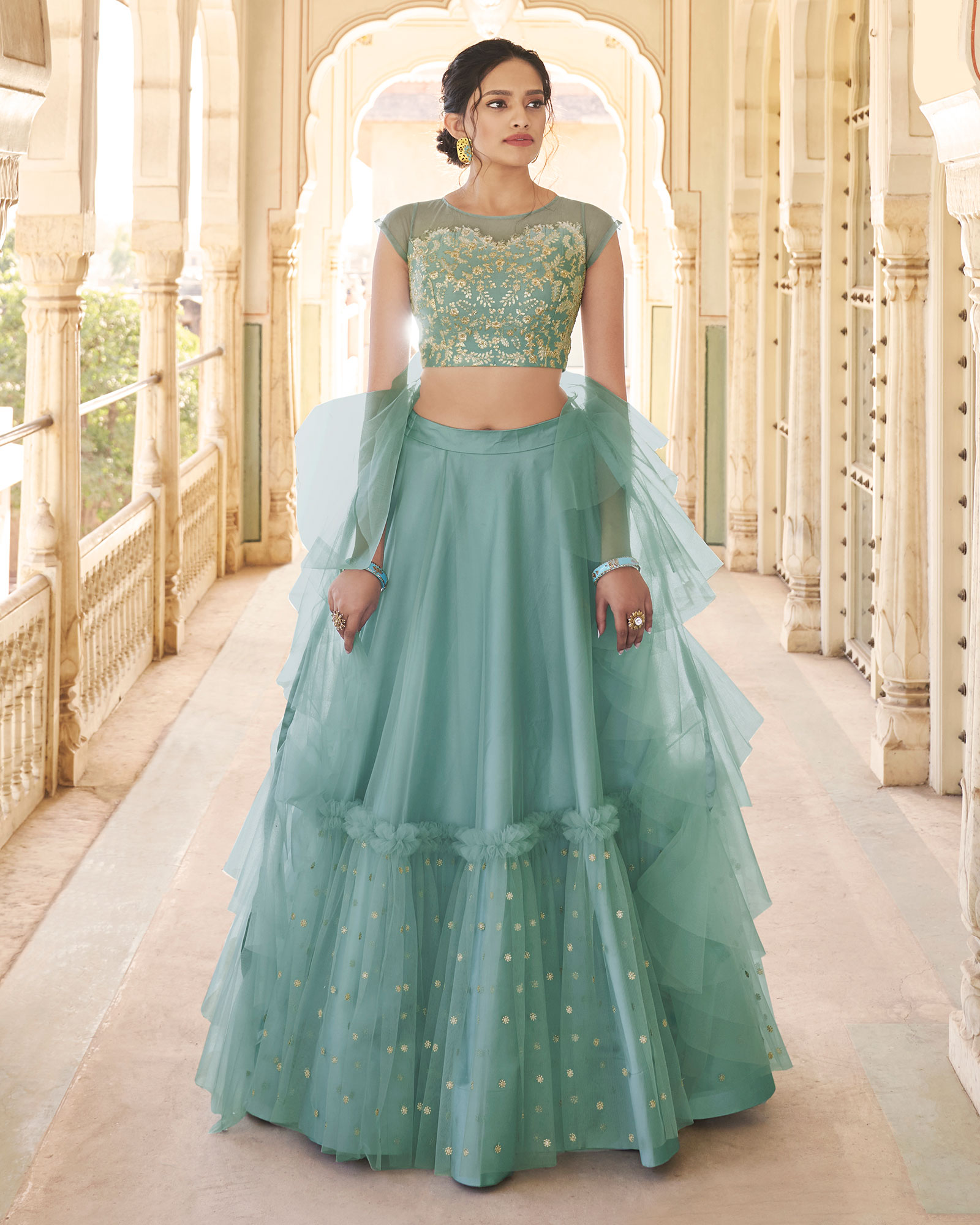 Sea Green Colour Lehenga Choli