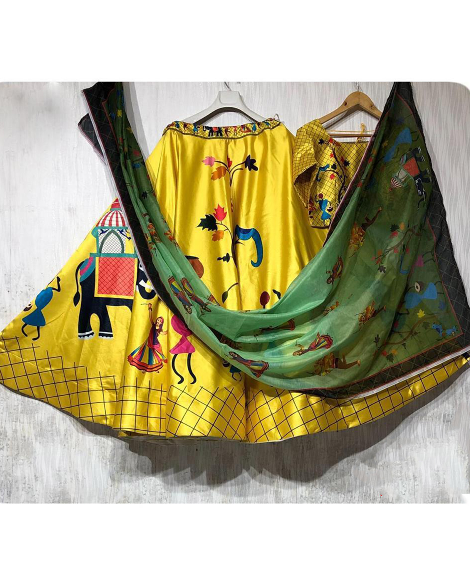 Yellow Patola Lehenga Choli Silk Material With Digital Print