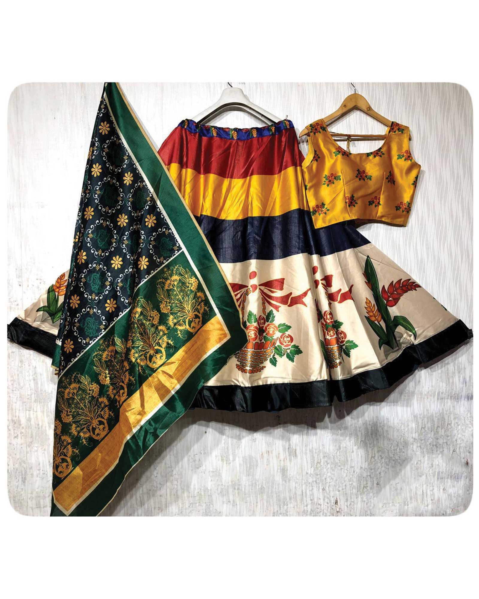 Multicolor Patola Lehenga Choli Silk Material With Digital Print