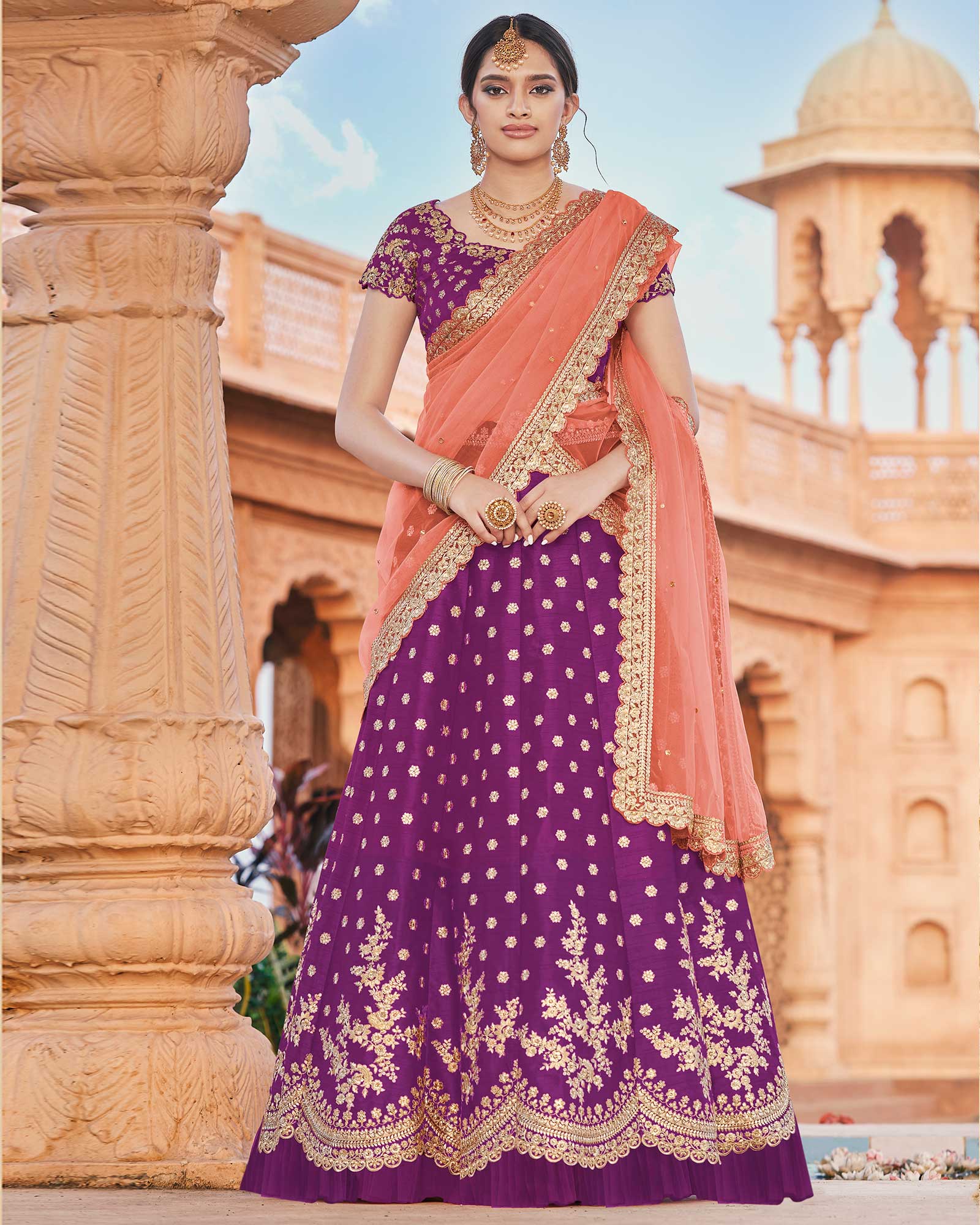 Wine Zari Handloom Silk Bollywood Lehenga Choli