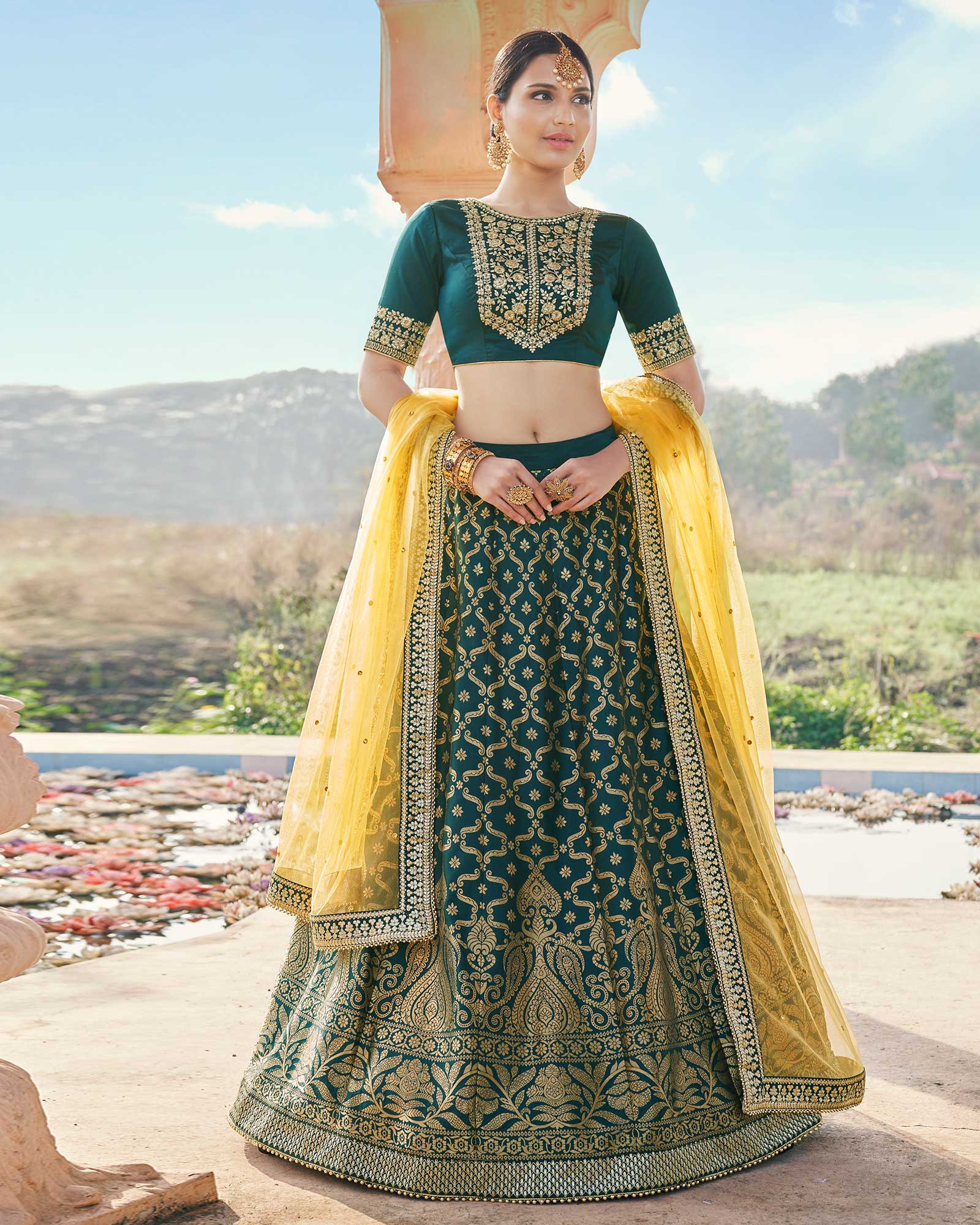 Green Wedding Silk Designer Lehenga Choli