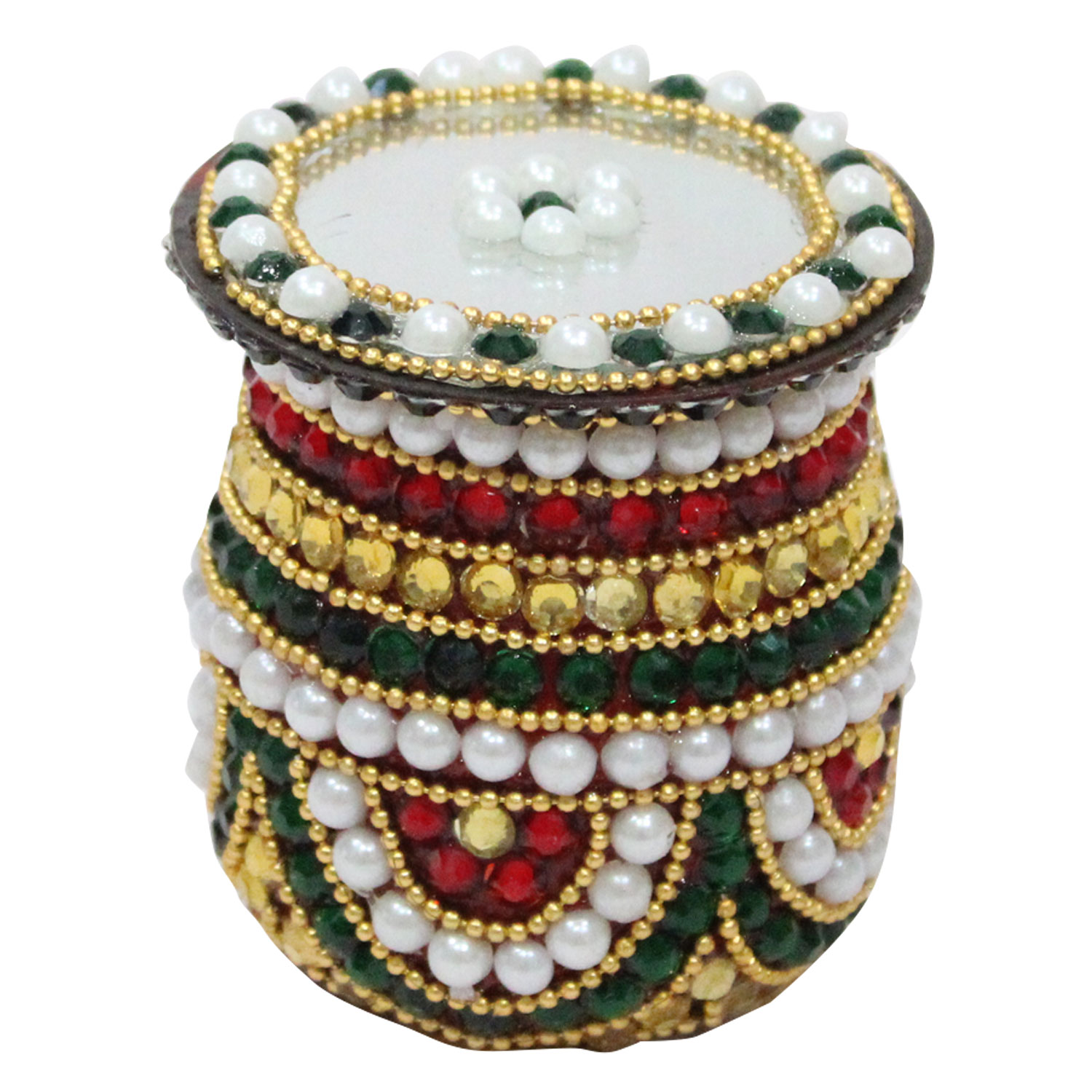 Steel Red & Green Beads & Diamond Work Steel Tabudi