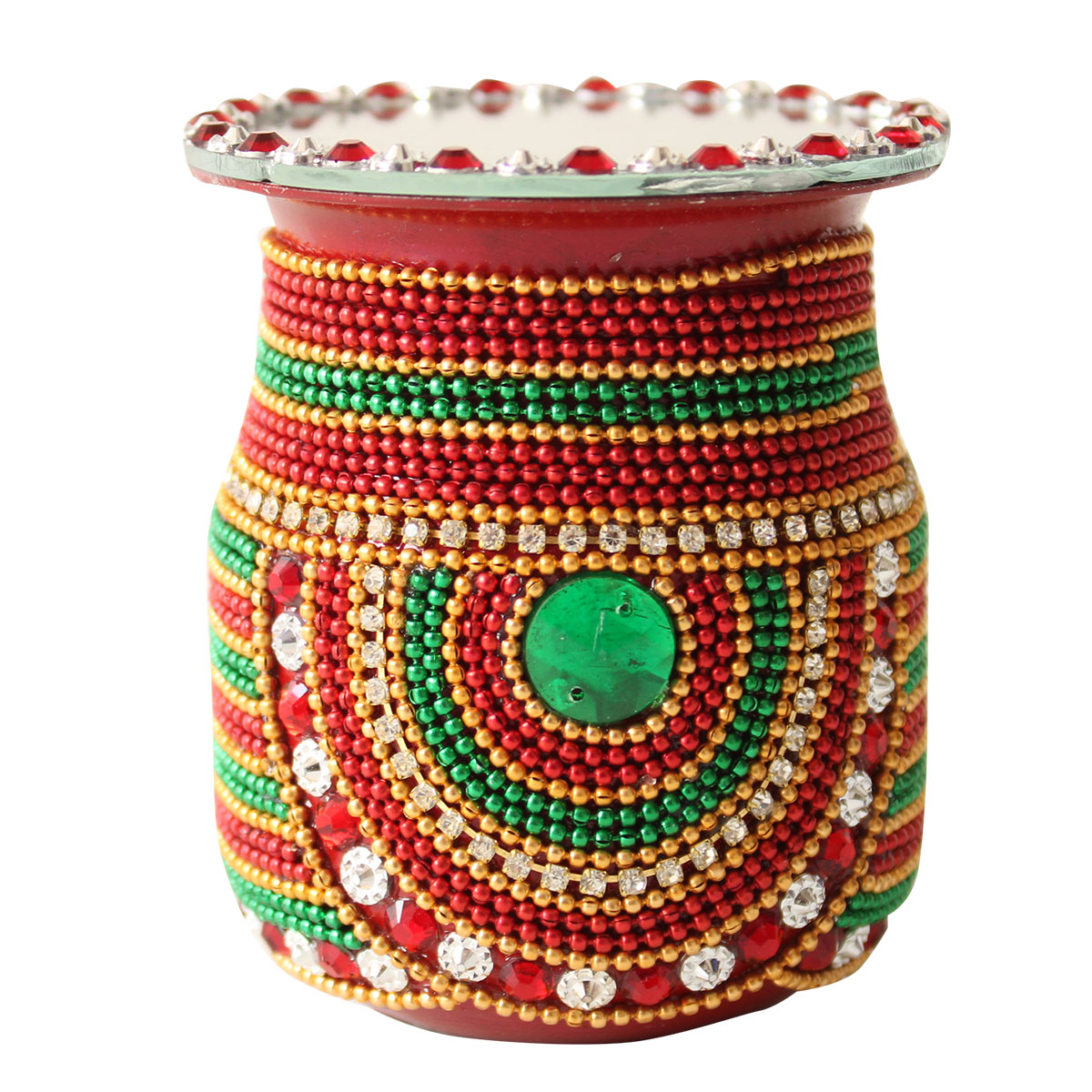 Steel Red & Green Diamond Work Steel Tabudi