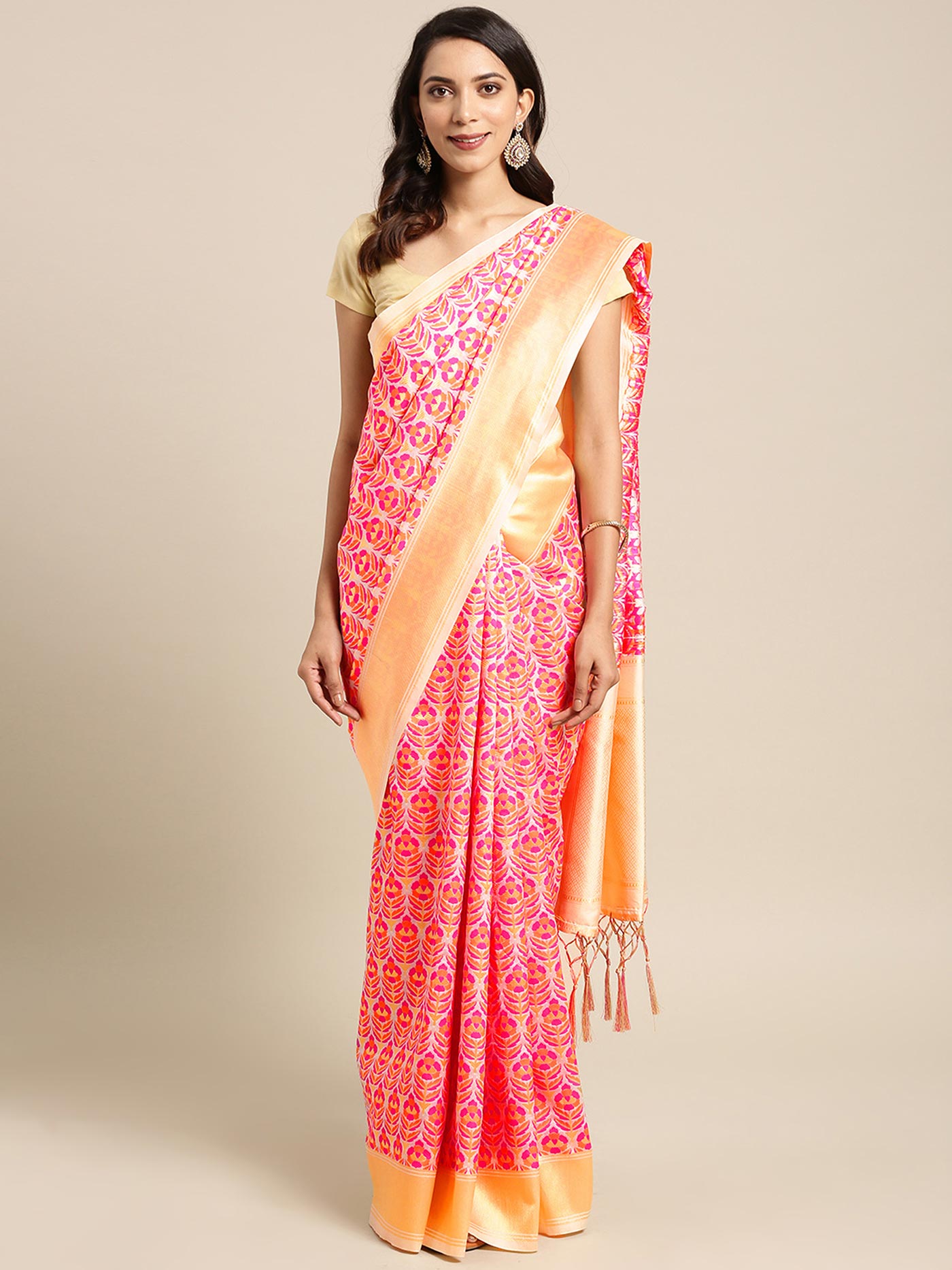 Pink Banarasi Silk Jacquard Saree