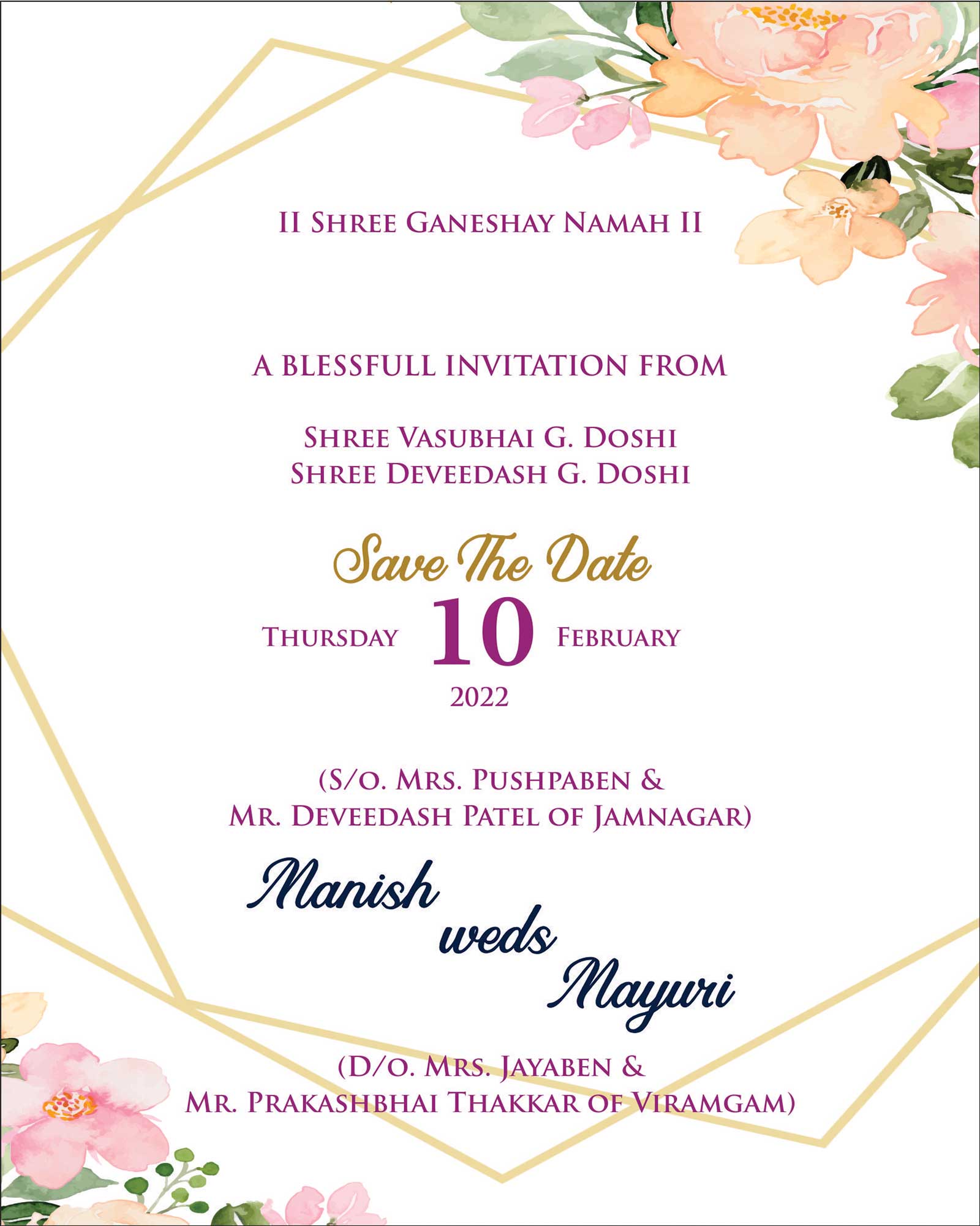 Floral Theme Save the Date E-card