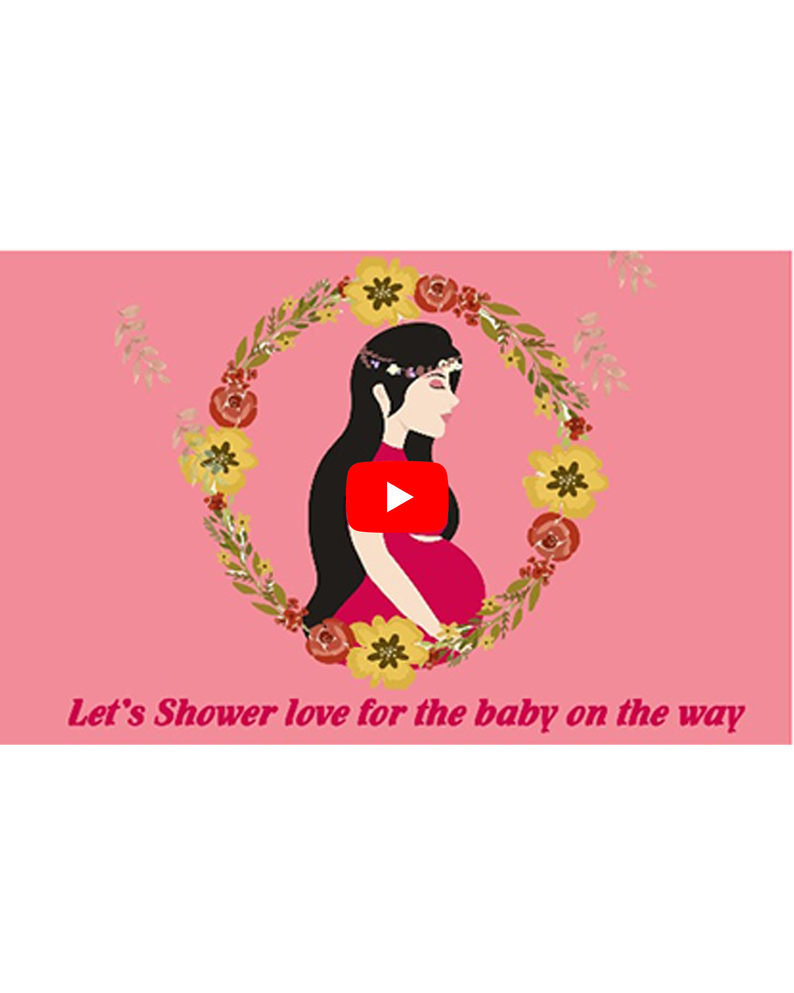 Horizontal Pink Breezy Flowers Theme Baby Shower e Invite (Baby Shower 4)