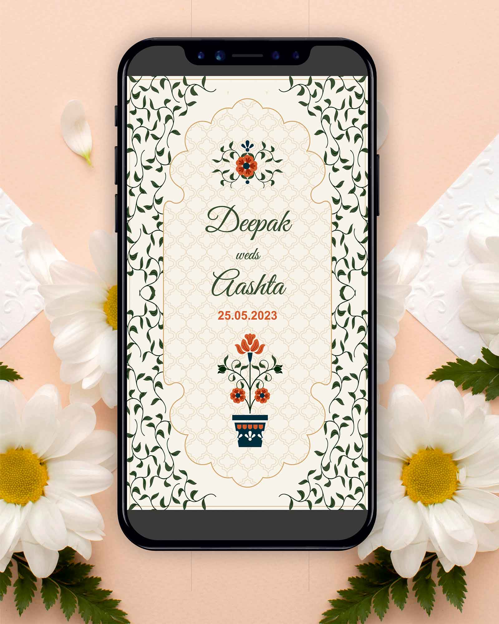  PDF Leaf Theme Wedding E-Invite(Price For 4 Page)