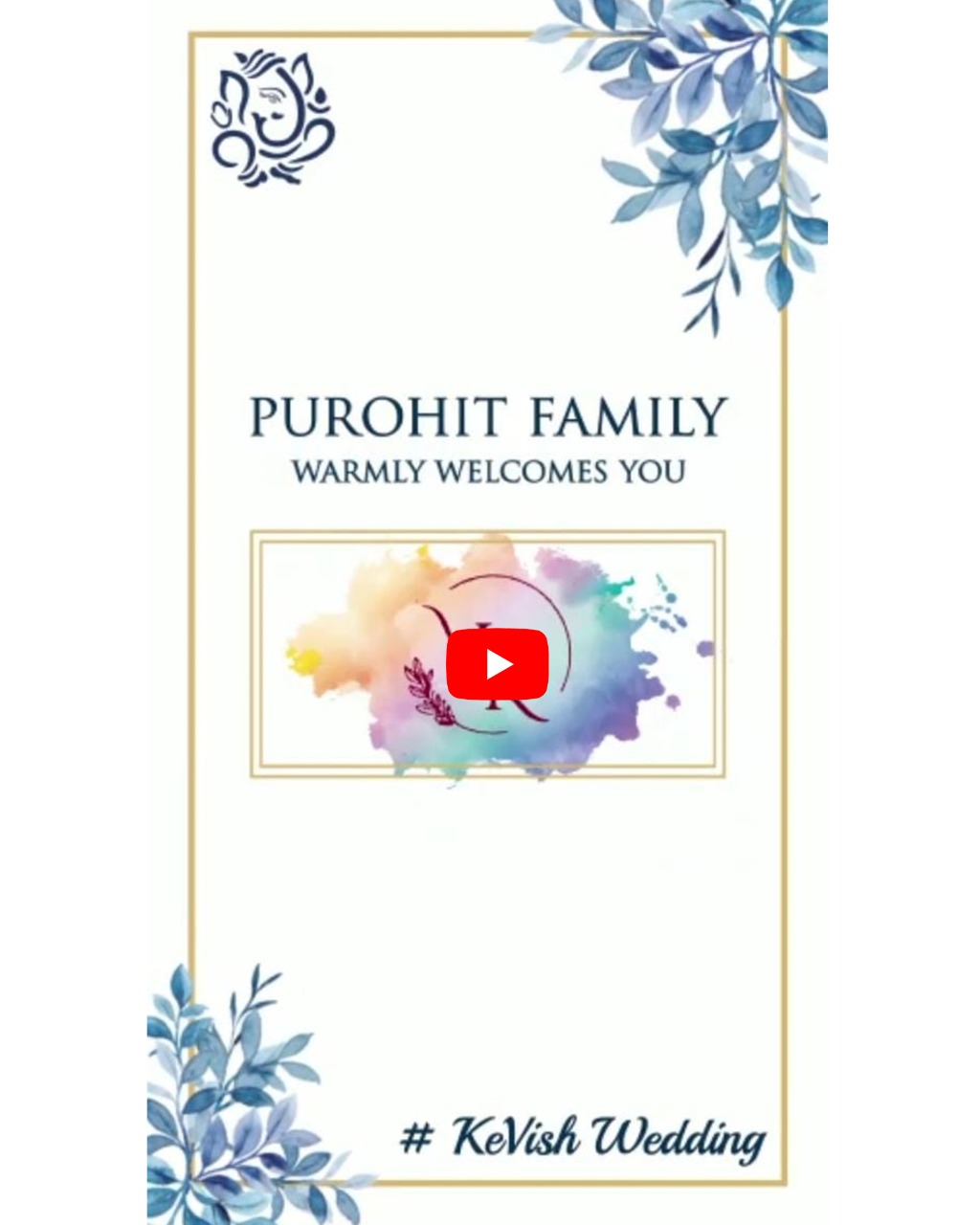 Elegant Blue Flower Themed Wedding Einvite (Wedding 8)