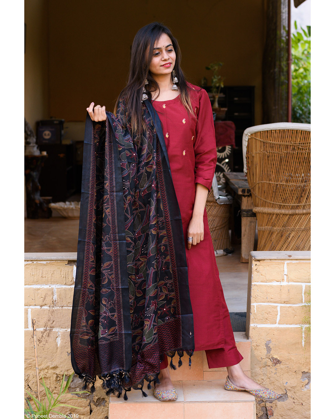 Maroon Kurta Set with Dupatta