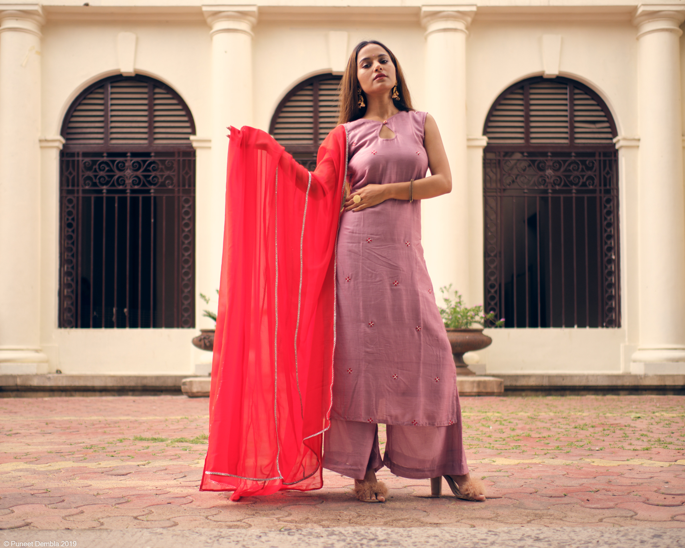 Lavender Kurta with Plazzo Pant and Dupatta