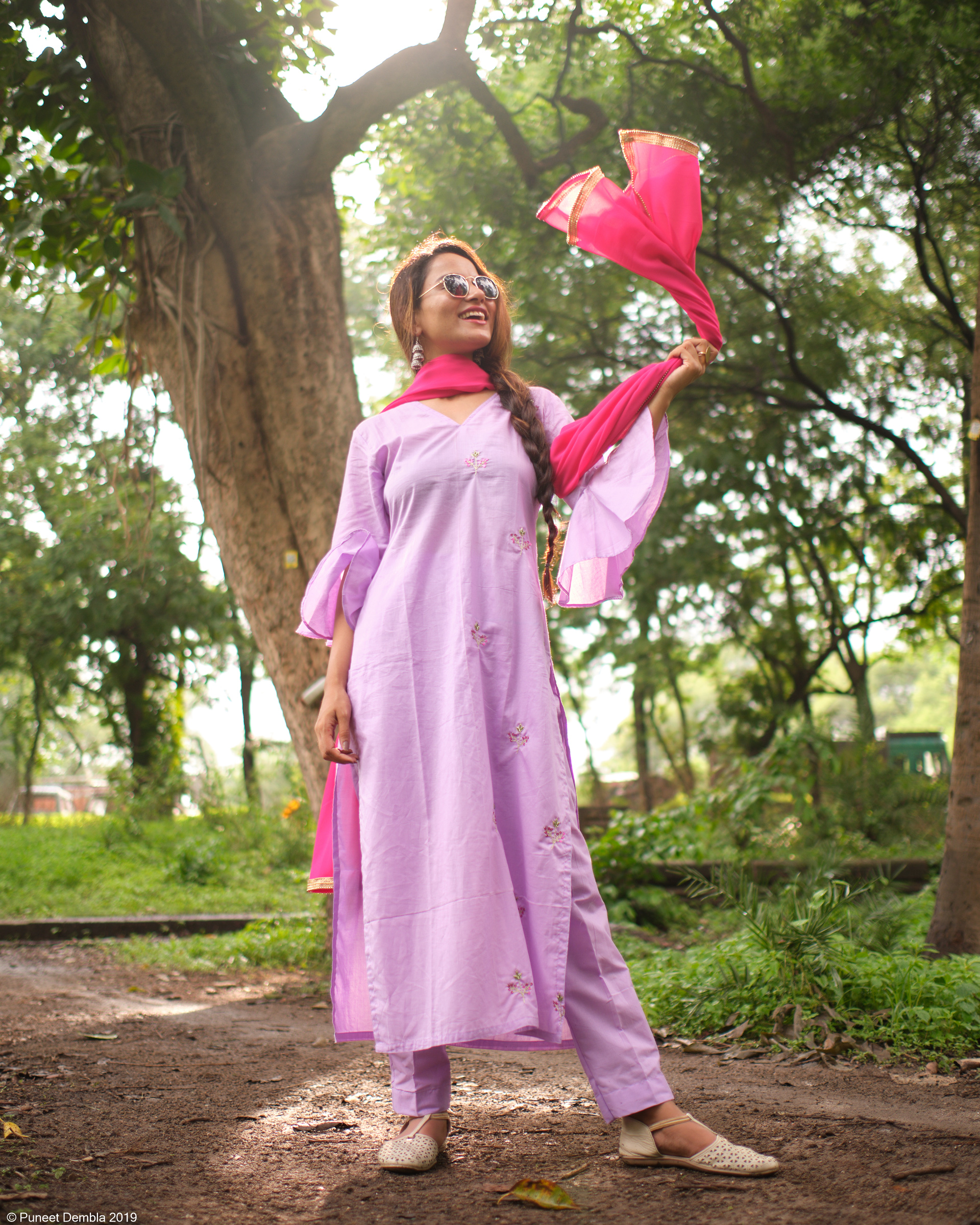 Lilac Handwork Kurta Set with Dupatta